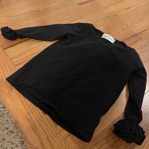 Girls Marie Nicole Black Ruffled Sleeve Top Size 6
